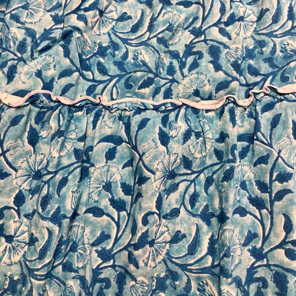 Blue floral maxi tiered skirt with elastic waistband, XS - Picture 3 of 6